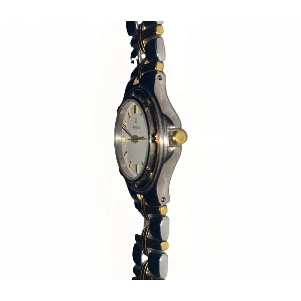 Women’s Bulova Two-tone Quartz Date Watch 17 Base Metal Japan Movt C9671183